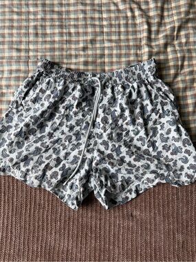 Zara Lightweight White Paisley Drawstring Swim Trunks